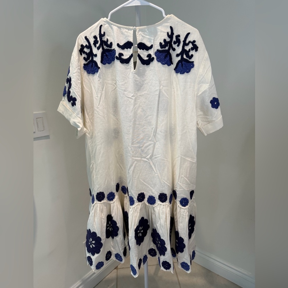 NWT SEA NY Catrine Applique Blue and White Dress Size XL - Picture 8 of 12